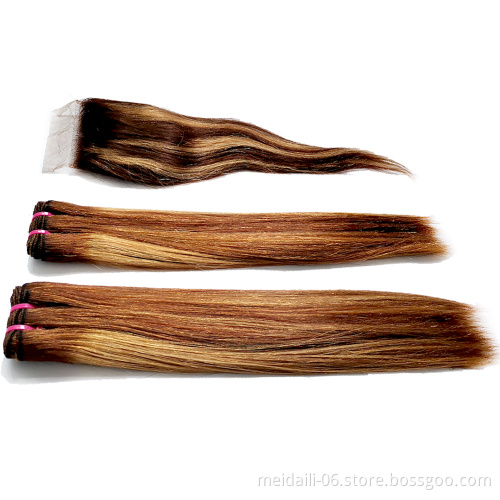 Indian Hair Extension Bundles For Black Women Indian Virgin Human Hair Silky Straight Wave Bundles With Closure